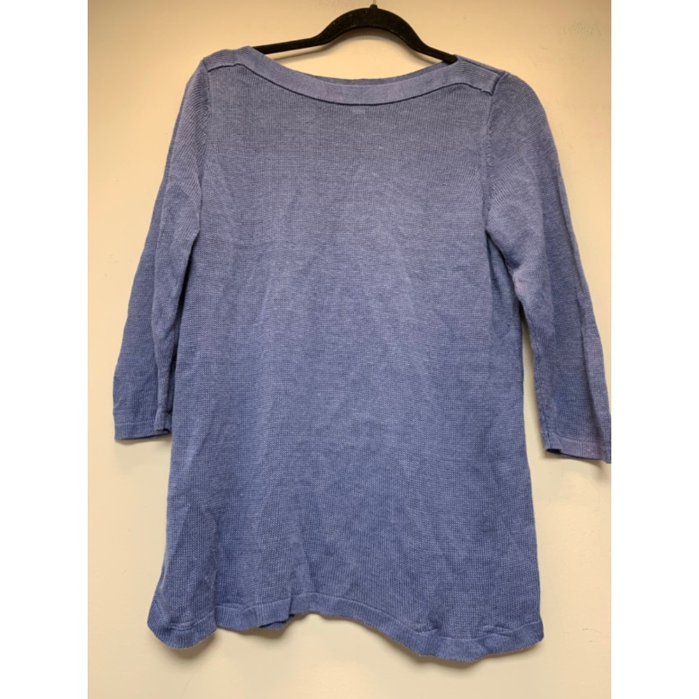 J. Jill Sweater‎ Women S Blue Excellent Linen Blend Boatneck 3/4 Sleeve 12094